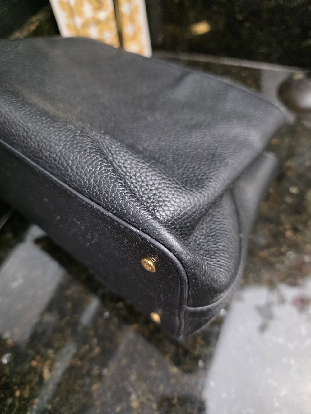 Tory Burch Black Leather Top-Handle Satchel with Gold Logo - Picture 10 of 15